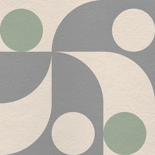 Op Bauhaus en retro 70s geïnspireerde geometrie in grijs en groen