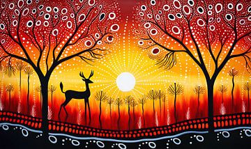 Sunny Day Aborigine-Malerei von Virgil Quinn - Decorative Arts