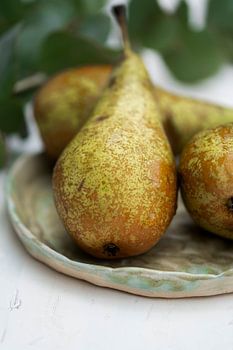 Pears on an earthenware dish