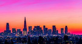 LA met skyline en zonsondergang