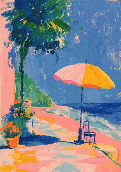 Strandimpressie met parasol van Niklas Maximilian