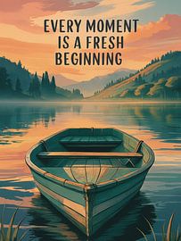 Sérénité au lever du soleil : Un nouveau départ sur le lac - Impression d'art paysager inspirant