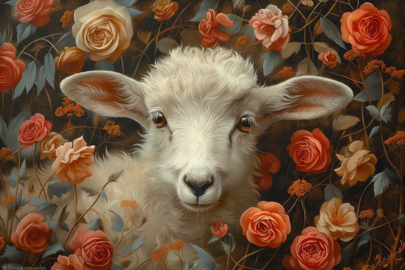 Soft &amp; Flourishing - Lamb in Rose Delight by Eva Lee