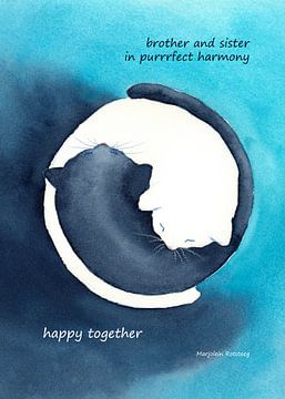 Brother and sister happy together Katzen Haiku Englisch