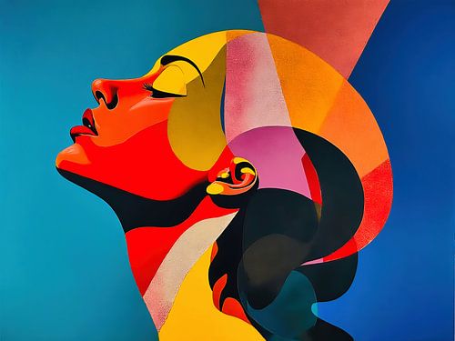 Abstract en kleurrijk portret van een vrouw