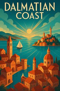 Dalmatinische Küste Art Deco Poster - Kroatien Wandkunst