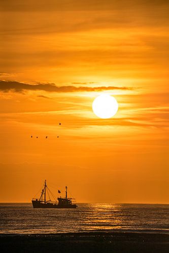 Sunset on the North Sea coast