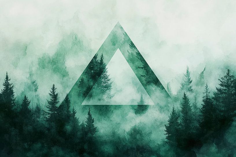 Mystical forest with geometric symbol by Poster Art Shop
