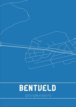 Blaupause | Karte | Bentveld (Noord-Holland) von Rezona
