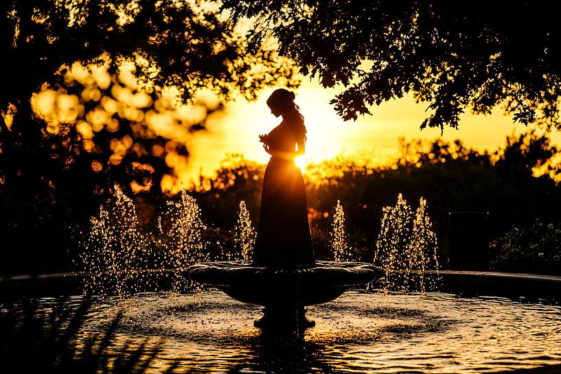 Silhouette Frau bei Sonnenuntergang von Art & Soul Creations