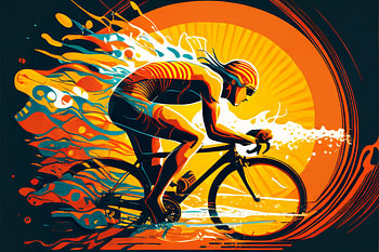 Triathlon cyclist out of the water