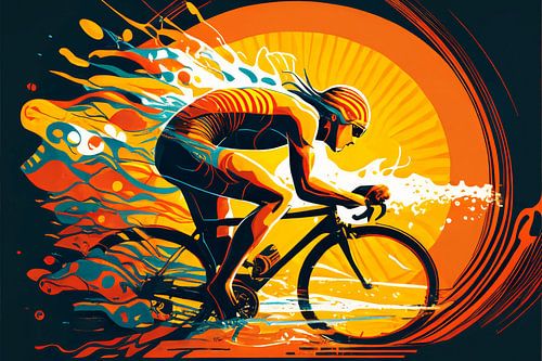 Triathlon cyclist out of the water