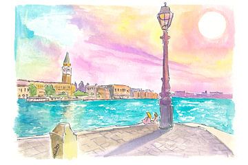 Venezia Punta della Dogana eenzame ochtend met uitzicht op het San Marcoplein van Markus Bleichner