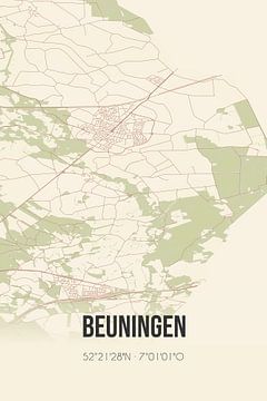 Vintage landkaart van Beuningen (Overijssel) van Rezona