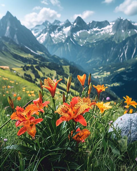 Sommerglanz auf Alpengipfeln von fernlichtsicht