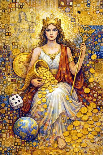 Tyche, Griekse godin van fortuin schilderij.
