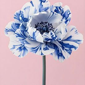 Porcelain Flower - Blue White Poppy by But First Framing