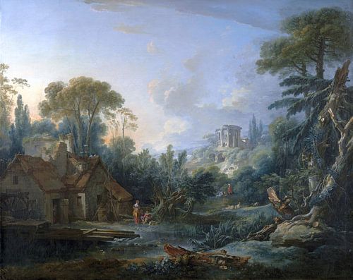 Paysage avec un moulin à eau, François Boucher, 1740