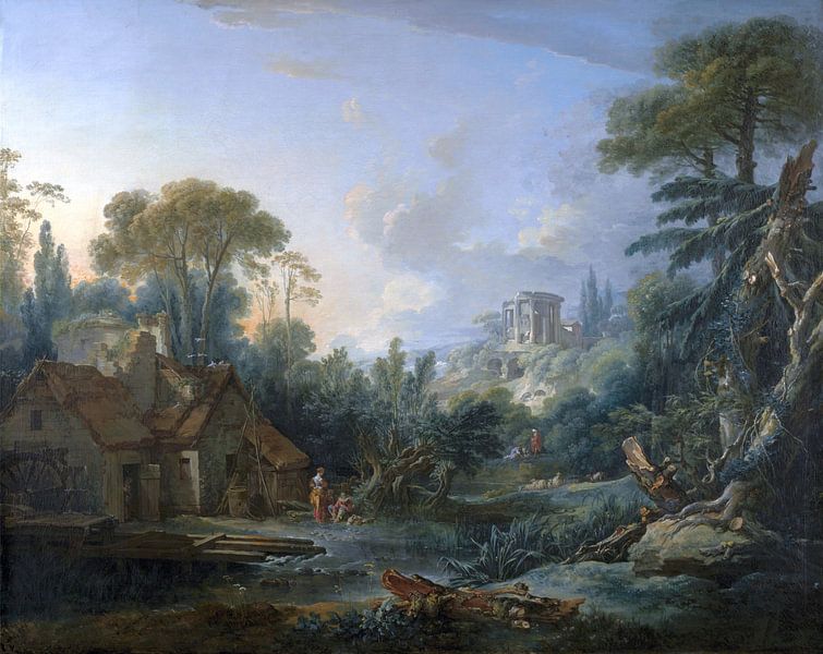 Landscape with a water mill, François Boucher, 1740 by Atelier Liesjes