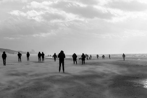 Silhouetten aan het strand