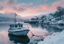 Eisiger Fjordmorgen, Bootsszene