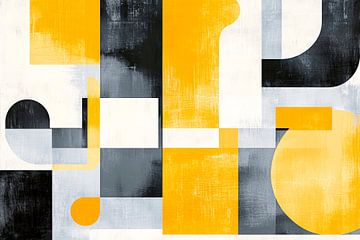 Geometric interplay in yellow and black by Poster Art Shop