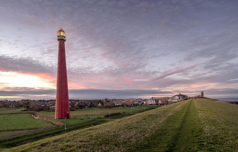 Sunrise with lighthouse &quot;de Lange Jaap&quot; by Klaas Fidom