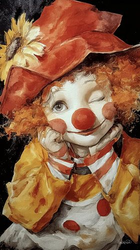 happy clown in aquarel