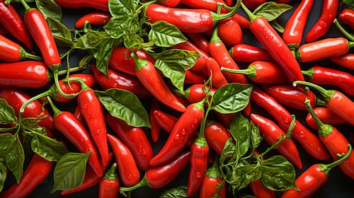 Verse biologische rode hete pepers