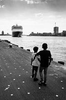 Two boys at the Holland America Quay