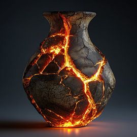 Glühende Lava und warmer Schein in einem Steintopf von TheXclusive Art