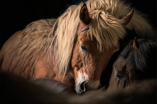 Paarden lekker aan het slapen in de manege