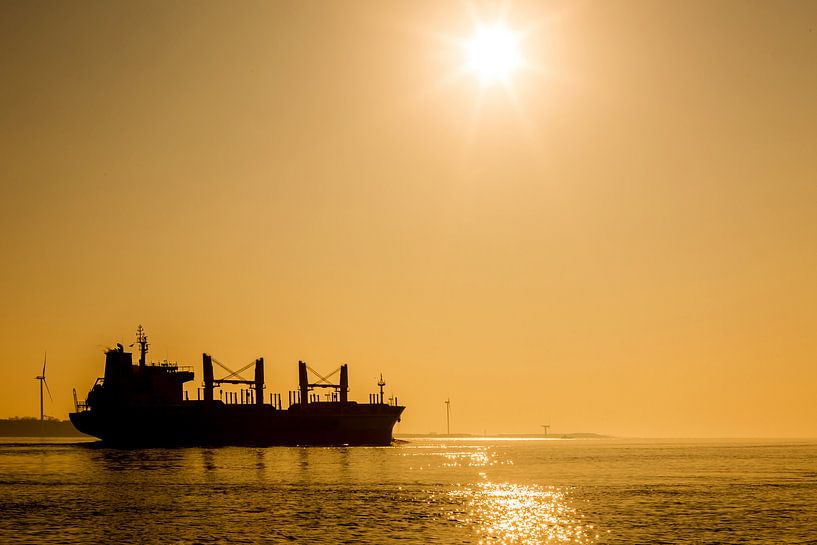 Tanker - Silhouet in de zonsondergang van Frank Herrmann
