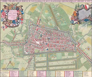 Alte Karte der Stadt Utrecht, Niederlande (1695)