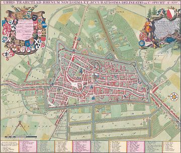 Ancienne carte de la ville d'Utrecht, Pays-Bas (1695) sur Nederlands Erfgoed