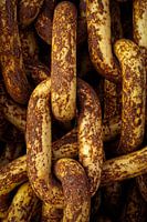 Close-up of a rusty industrial chain