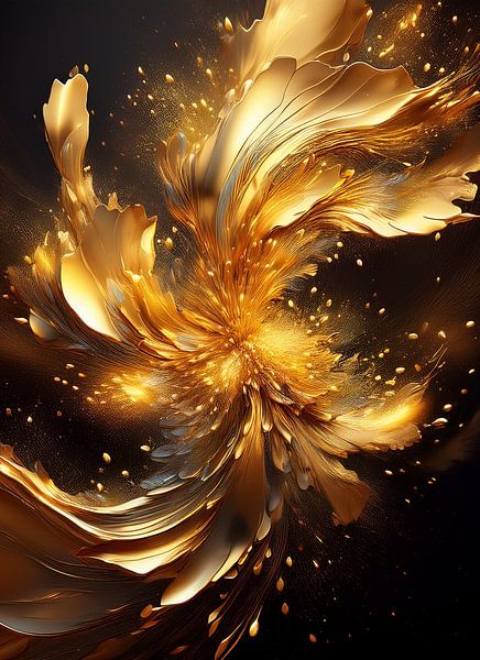 Abstract gouden bloem van Digital Art Studio