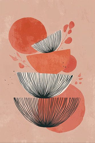 Abstracte Japanse komvormen in Terracotta no.6