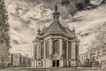 De Nieuwe Kerk in Den Haag als ets bewerkt van Robert Jan Smit