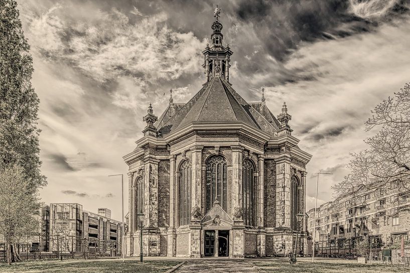 De Nieuwe Kerk in Den Haag als ets bewerkt van Robert Jan Smit