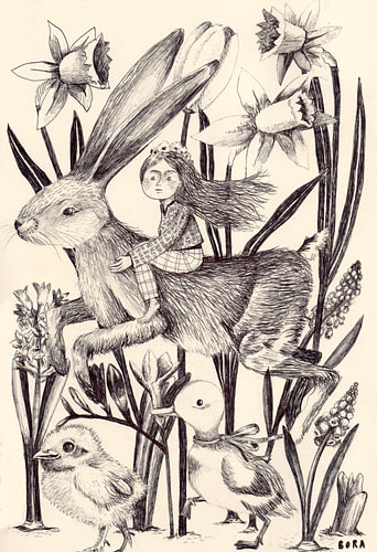 Hares in the field