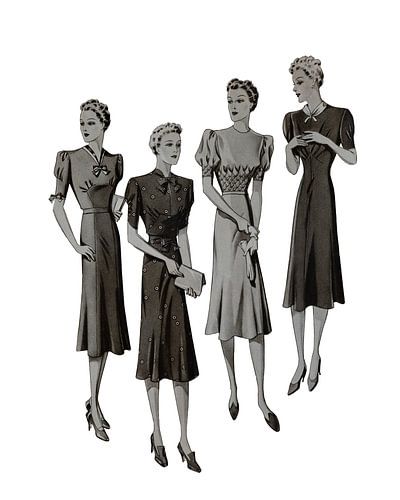 Reproductie van nostalgische afbeelding van dames uit het oude modeblad 'La Charmante Parisienne'. van Henk Van Nunen Fotografie
