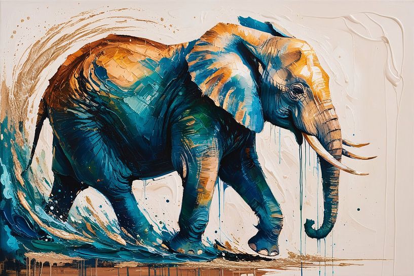 Bunter Elefant in Bewegung von Art & Soul Creations