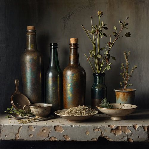 Stilleven met Flessen