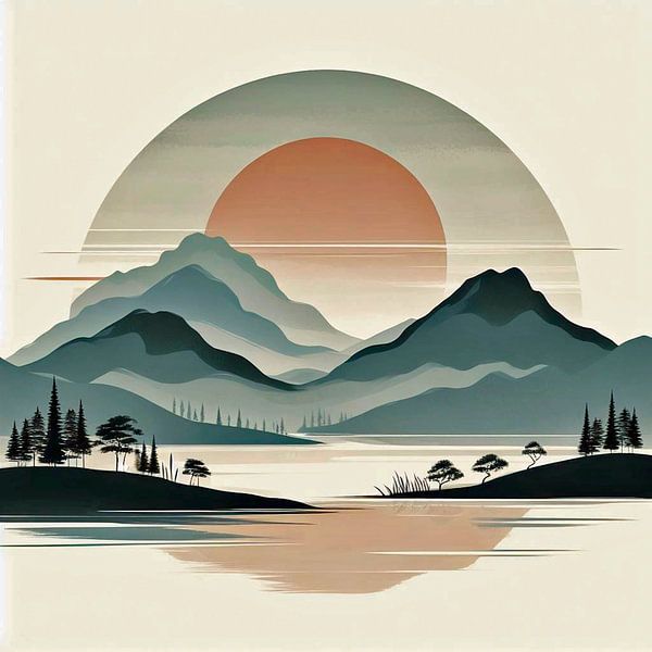 Beschauliche östliche Landschaft. Japandi ( 1 ) von Ineke de Rijk
