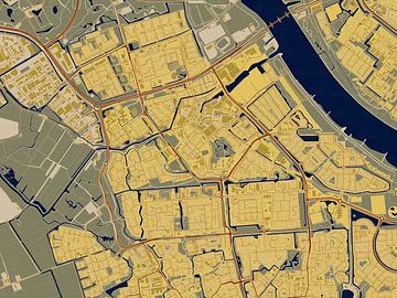 Kaart van Spijkenisse in de stijl van Gustav Klimt van Maporia
