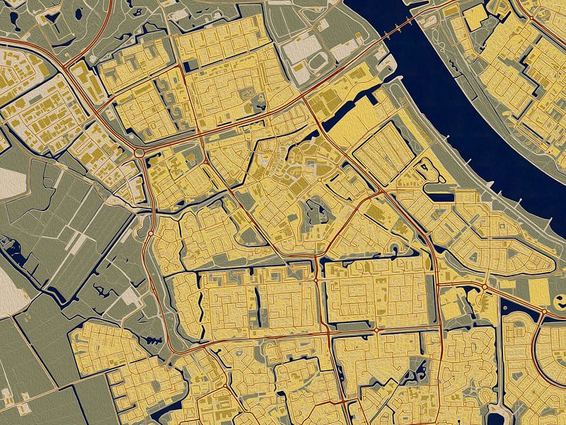 Carte de Spijkenisse dans le style de Gustav Klimt par Maporia