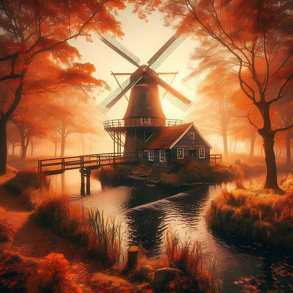 Windmill autumn Autumn by Tatjana Korneeva