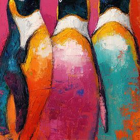 Pinguin Farbe | Pinguin Trio von ARTEO Gemälde