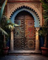 Prachtige poort met hoge deuren in Marrakech